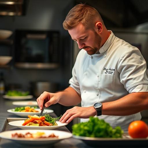 Ben Anderson, Sous Chef, focused on his culinary work