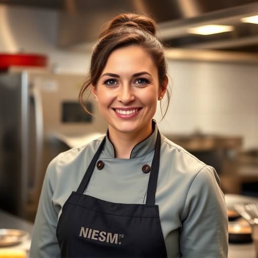 Chef Anya Petrova smiling in a professional kitchen