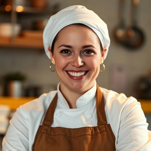 Portrait of Chef Anya Petrova, smiling warmly
