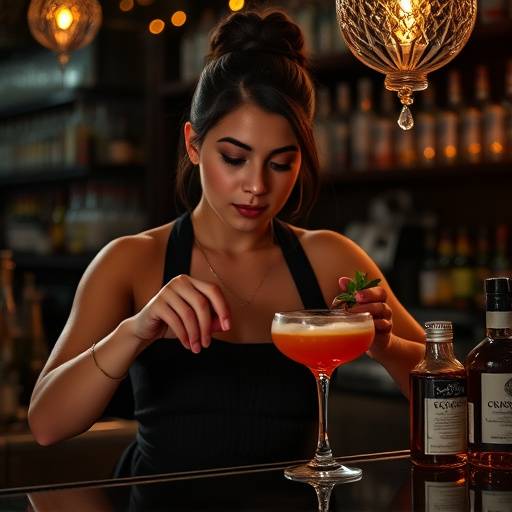 Sofia Lopez, Head Bartender, expertly mixing a cocktail